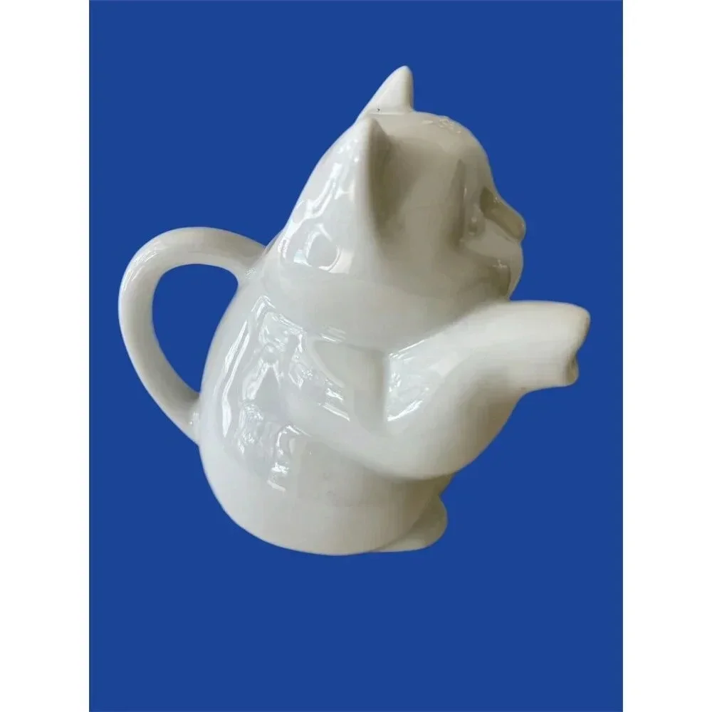 VTG Kitty Cat Creamer Pitcher White Ceramic Small Tea Pot By HIC Japan